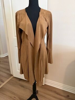 Chelsea & Violet Tan Suede Drape Trench Coat
